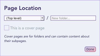 Screenshot of document page location modal